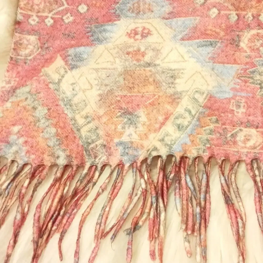Cashminx‎ Designer Scarf PINK Aztec Geometric Paisley SOFT Barbiecore Germany